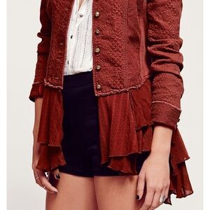 Free People Military Ruffle jacket size 10 (fits like an 8)